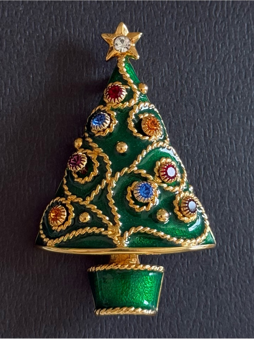 Vintage Weingeroff Christmas Tree Post Earrings/Brooch Set